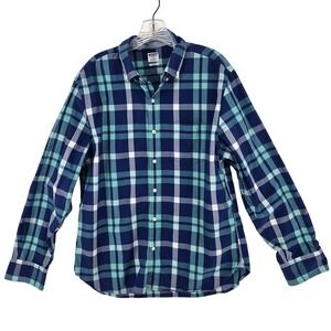 Bonobos Shirt Mens Large Blue Green Plaid Button Down Standard Fit Long Sleeve